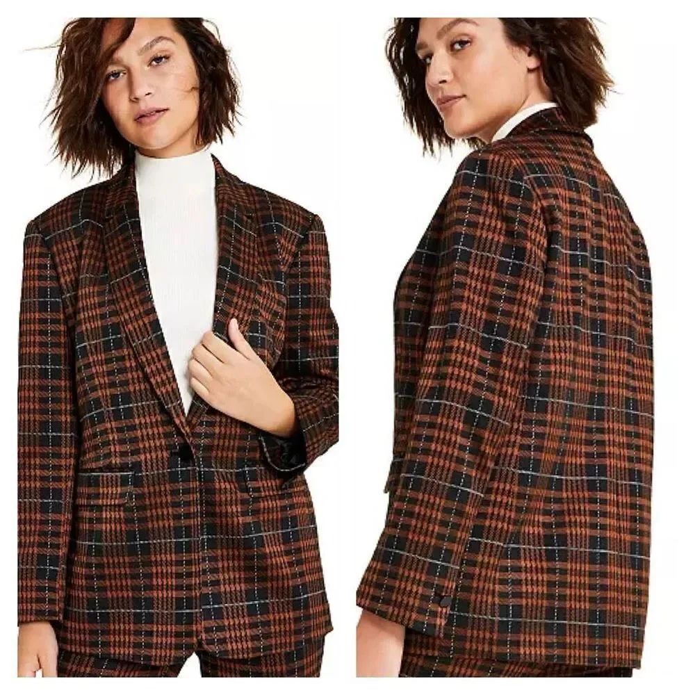 BAR III NWT Plaid Notch-Collar Blazer jacket Stretchy CAUSAL Sz 1xl